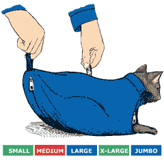 Cat Sack?, w/ Rear-Underside Zipper, 5-Set (S, M, L, XL & Jumbo)
